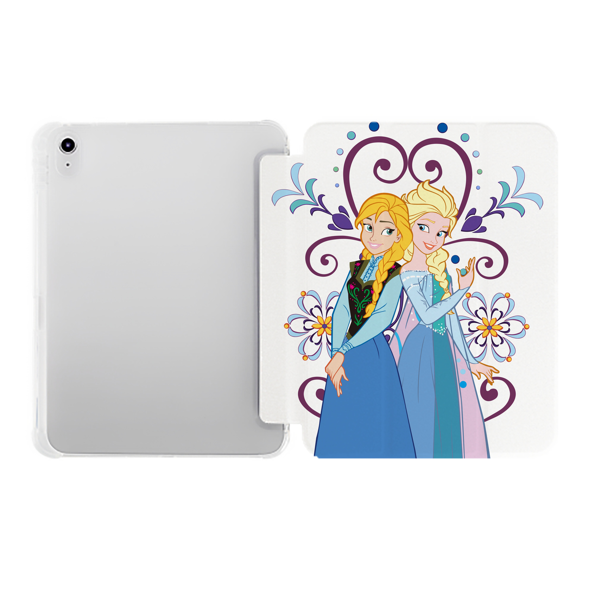 （画像用） アナと雪の女王 アンナ エルサ Frozen Anna Elsa IPad ケース ペン収納付き 三つ折りスタンド PUレザー×シリコン 対応機種9.5/10.5/10.9インチ